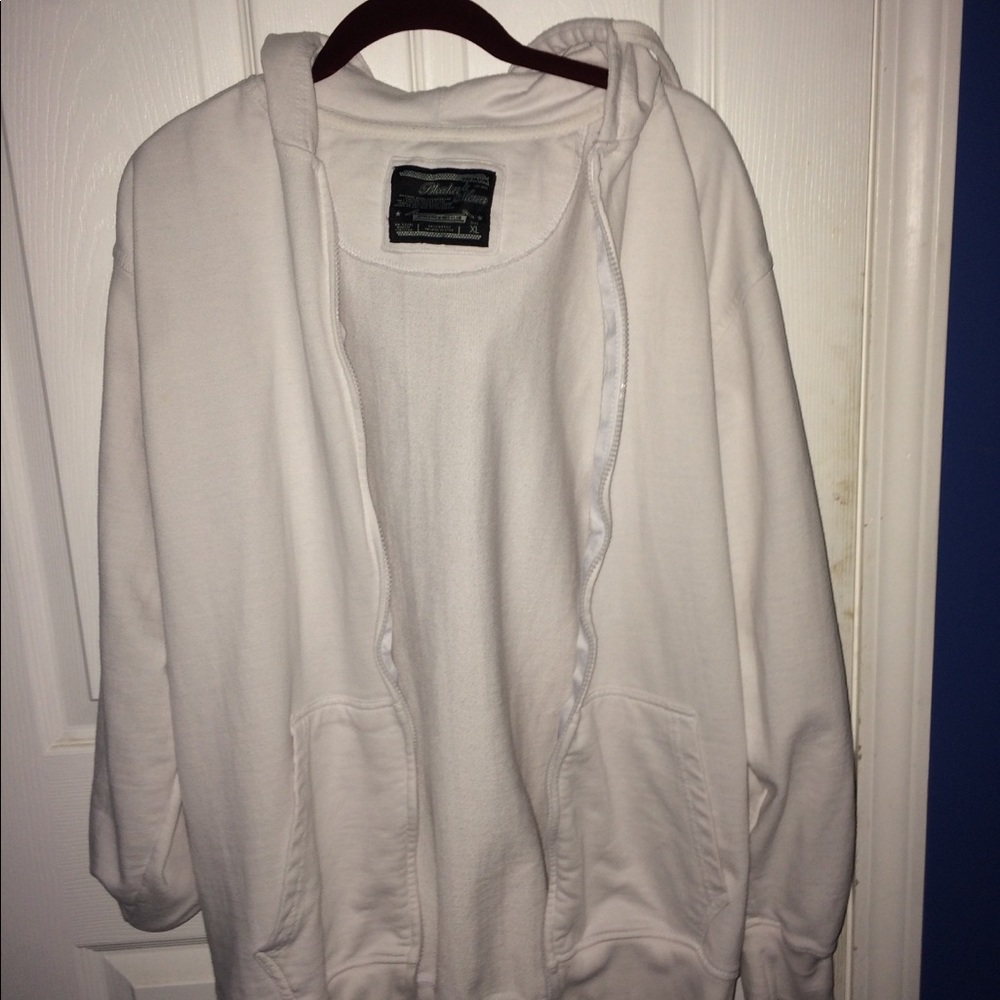 White zip up sweater